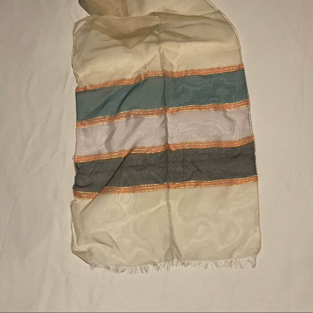 Sheer organza striped scarf